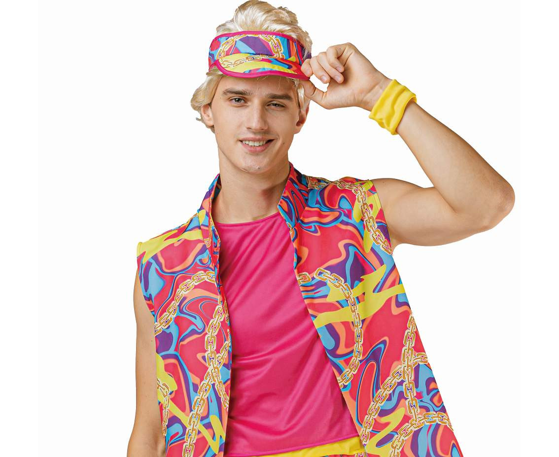 Role play-set for adult Roller Skater 80' s(cap, jumpsuit, wristband, knee pads), size 52